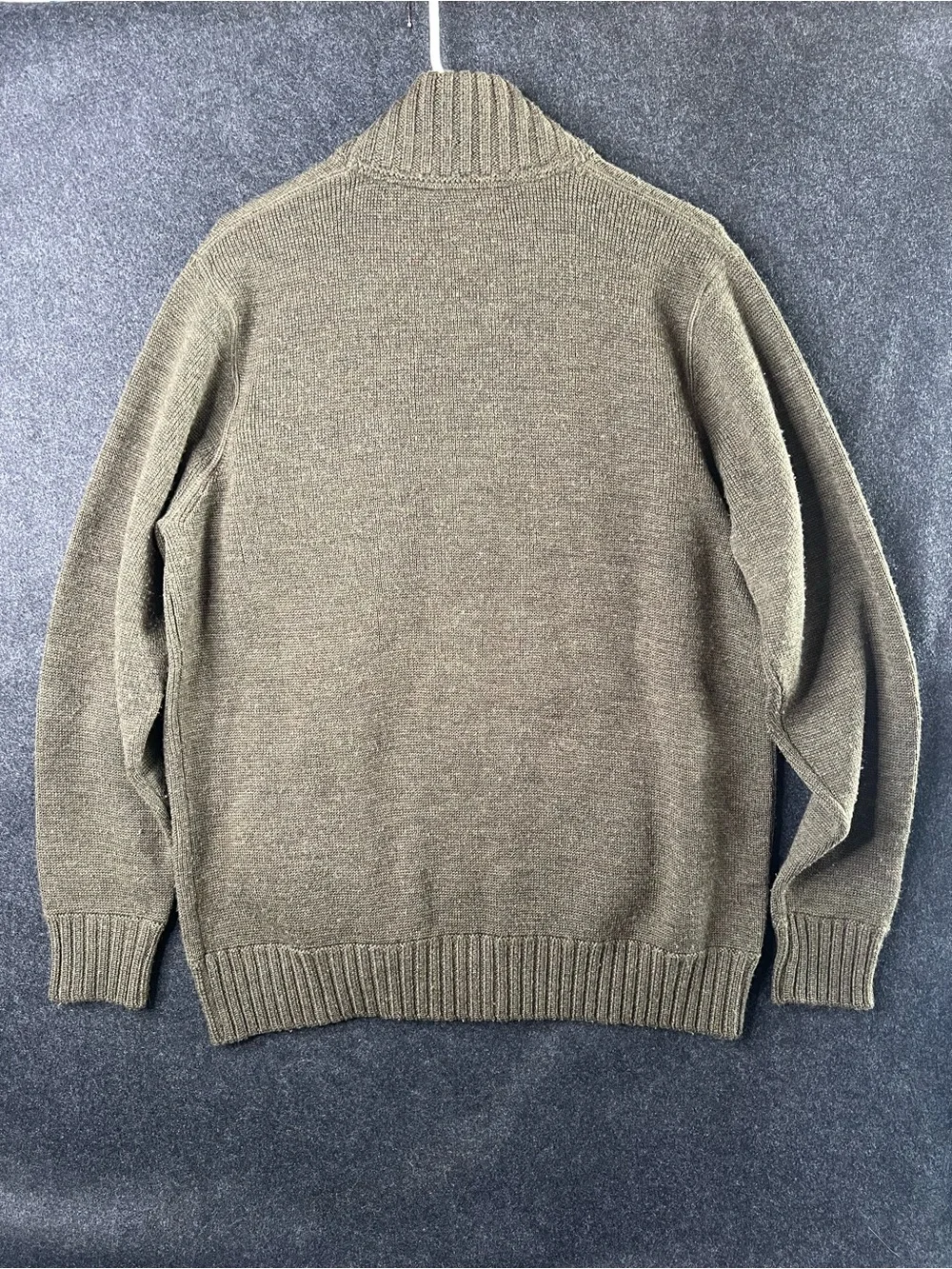J.Crew Chunky Military Style 100% Wool Olive Green Cardigan Men’s Size L Preppy